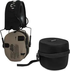 Walkers Game Ear Razor Muffs (US Flag-FDE) with Protective Case