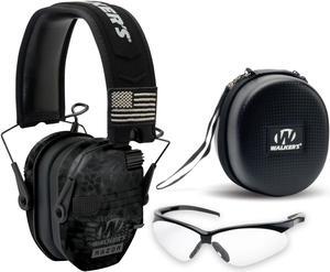 Walkers Razor Slim Electronic Muff Patriot Series (Camo) with Case and Glasses