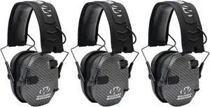Walker's Razor Slim Electronic Shooting Muffs 3-Pack Bundle (Carbon Gray)