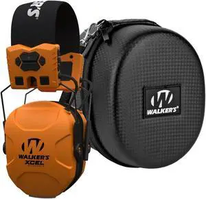 Walker's XCEL 500BT Digital Electronic Muff (Orange) And Protective Case Bundle