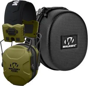 Walker's XCEL 500BT Digital Electronic Muff And Protective Case Bundle (Green)