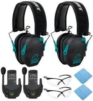 Walkers Razor Slim Electronic Muff (Black/Teal, 2-Pack) Bundle