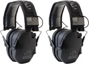 Walker's Razor Slim Electronic Shooting Muffs 2-Pack, Black America Patch
