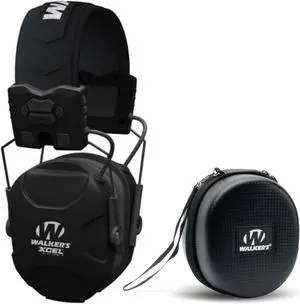 Walker's XCEL 500BT Digital Electronic Muff And Protective Case Bundle (Black)