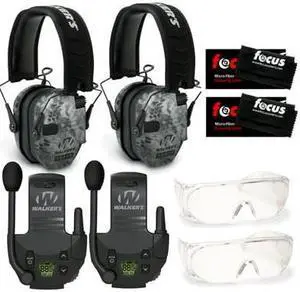 Walkers Razor Digital Ear Muffs with Walkie Talkie Attachment Bundle (2-Pack)