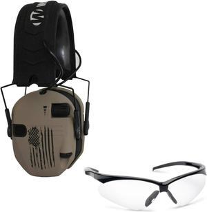 Walker's Razor Slim Electronic Shooting Range Earmuff (US Flag) and Glasses Kit