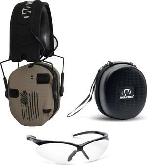 Walkers Razor Slim Electronic Muff (US Flag-FDE) with Case and Shooting Glasses