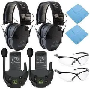 Walker's Razor Slim Electronic Muff (Black Patriot Version, 2-Pack) Bundle