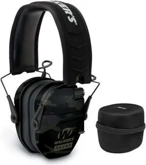 Walkers Game Ear Razor Muffs (Multicam Gray Camo) with Protective Case