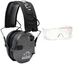 Walker's Razor Slim Shooting Muffs (Carbon) with OTG Safety Glasses