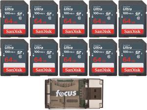 SanDisk 64GB Ultra SDHC UHS-I Memory Card (10-Pack) with Focus USB Card Reader