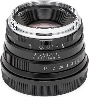 Koah Artisans Series 25mm f/1.8 Manual Focus Lens for Fujifilm FX (Black)