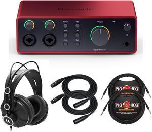 Focusrite Scarlett 4i4 4th Gen USB Audio Interface with Headphones, and Cables