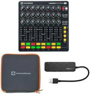 Novation LaunchControlXL MIDI USB Controller Bundle w/ Case & 3.0 4 Port USB Hub
