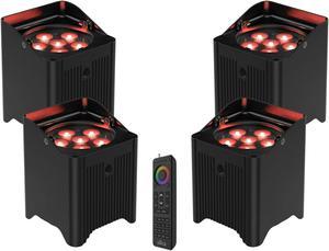 Chauvet DJ Freedom Par T6 Battery-Operated Tri-Color LED Lights Bundle (4-Pack)
