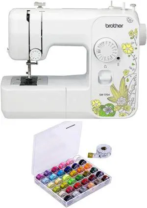 Brother SM1704 17-Stitch Lightweight Sewing Machine (White) with Threads Set