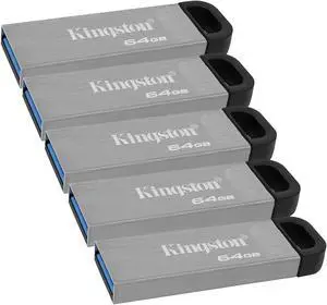 Kingston 64GB DataTraveler Kyson USB 3.2 Gen 1 200MB/s Read Metal Flash Drive (5-pack)
