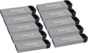 Kingston 64GB DataTraveler Kyson USB 3.2 Gen 1 200MB/s Read Metal Flash Drive (10-pack)
