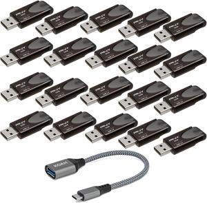 PNY 32GB USB 3.2 EliteTurbo Attache 4 (20-pack) with USB-C Adapter