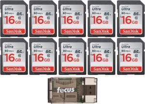 SanDisk Ultra 16GB Class SD Memory Card (10-Pack) with High Speed USB Reader