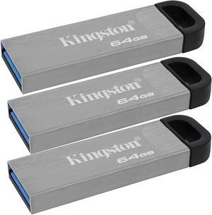 Kingston 64GB DataTraveler Kyson USB 3.2 Gen 1 200MB/s Read Metal Flash Drive (3-pack)