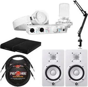 Arturia MiniFuse Recording Pack (White) with Studio Monitor, Pads and Cables