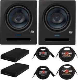 PreSonus Eris Pro 8 8-Inch 2-Way Studio Monitors with 1/4-Inch TRS Cables Bundle