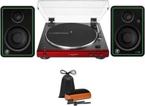 Audio-Technica AT-LP60XBT Bluetooth Fully Automatic Stereo Turntable (Red) with CR3-XBT Bluetooth Monitors (Pair)