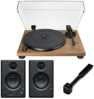 Audio-Technica ATLPW40WN Turntable bundle with Eris 3.5 inch Monitors and Brush