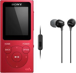 Sony NW-E394 8GB Walkman Audio Player (Red) Bundle