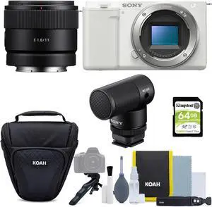 Sony Alpha ZV-E10 APS-C (White) with 11mm F1.8 Lens and Content Creator Kit