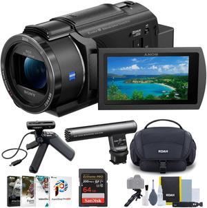Sony FDR-AX43/B 4K Camcorder with Tripod Grip and Gun Zoom Microphone Bundle