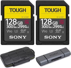 Sony 128GB UHS-II Tough G-Series SD Card 2-Pack Bundle with Case and Reader