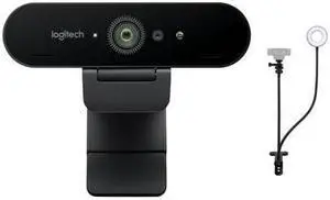 Logitech 4K Pro Webcam and Knox Gear Selfie Ring Light With Webcam Stand