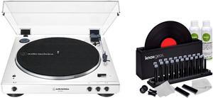Audio-Technica AT-LP60XBT-WW Bluetooth Turntable (White) with Vinyl Care Kit