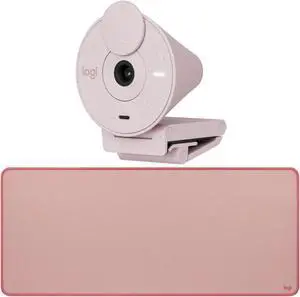 Logitech Brio 300 Rose - High-Definition Webcam with Desktop Anti-Slip Matt