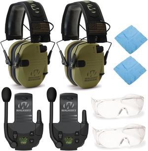 Walkers Razor Electronic Muffs (Green Patriot) 2-Pack, Walkie Talkies & Glasses