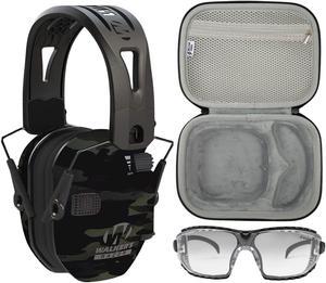 Walker's Game Ear Razor Slim Electronic Lightweight Shooting Hunting Range Hearing Protection Muffs Glasses Bundle