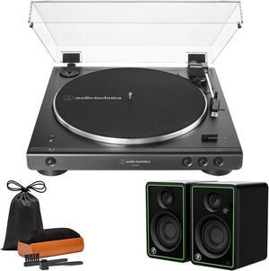 Audio-Technica AT-LP60XBT Turntable (Black) with Bluetooth Speakers and Care Kit