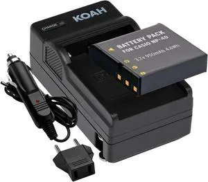 Koah Rechargeable Battery and Charger Kit for Casio NP-40 and Kodak LB-060