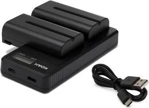 Koah 2-Pack Sony NP-F570 Rechargeable 3350mAh Battery and Dual USB-C LCD Charger