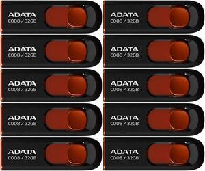 ADATA 32GB USB 2.0 Retractable Capless Flash Drive (Red, 10-Pack)