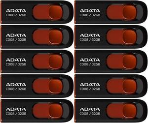 ADATA 32GB USB 2.0 Retractable Capless Flash Drive (Red, 10-Pack)