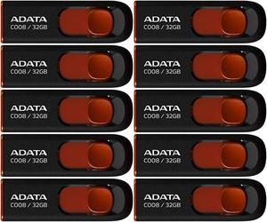 ADATA 32GB USB 2.0 Retractable Capless Flash Drive (Red, 10-Pack)