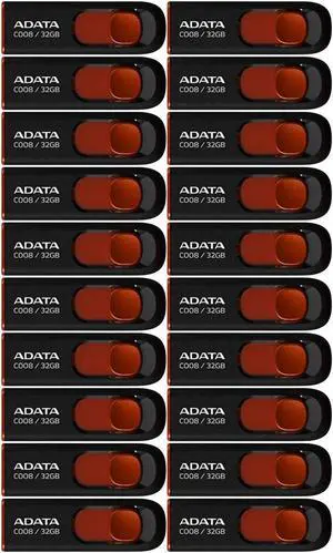 ADATA 32GB USB 2.0 Retractable Capless Flash Drive (Red, 20-Pack)