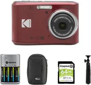 Kodak PIXPRO FZ45 Digital Camera (Red) with Accessory bundle