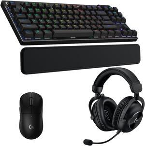 Logitech G PRO X TKL Lightspeed Wireless Gaming Keyboard Gaming Mouse  Pro X 2 Gaming Headset Black and Palm Rest