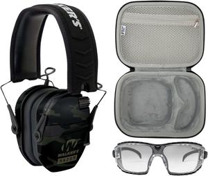 Walker's Game Ear Razor Slim Electronic Lightweight Shooting Hunting Range Hearing Protection Muffs Glasses Bundle