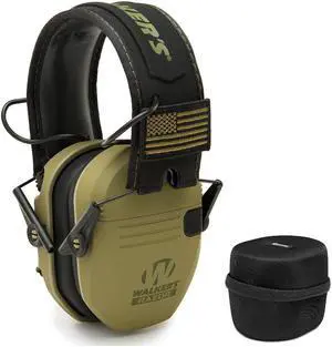 Walkers Game Ear Razor Muffs (American Patriot/OD Green) with Protective Case