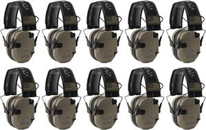 Walker's Razor Slim Ultra Low Profile Compact Design Earmuffs (FDE) 10-Pack